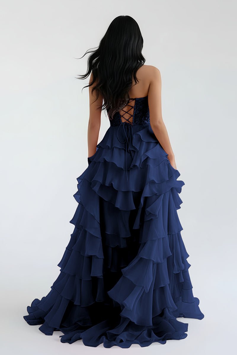 Blush Chiffon Evening Dress with Sweetheart Neckline and Ruffles