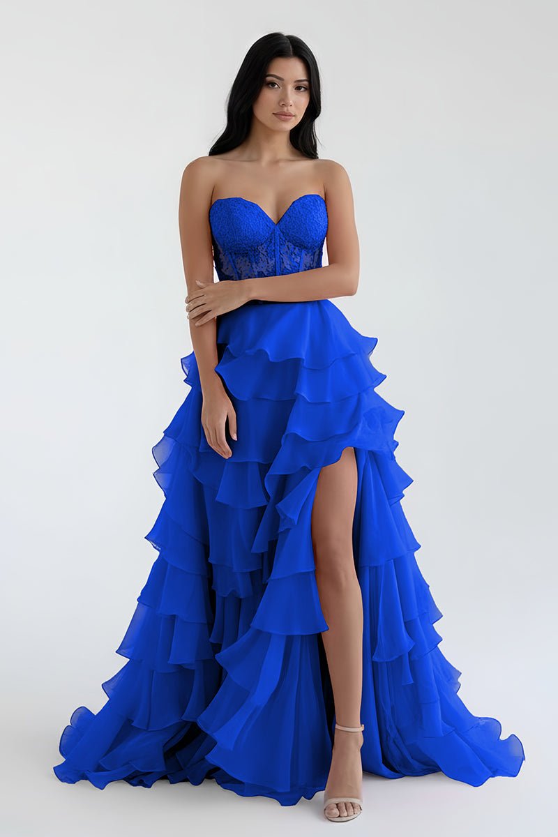 Blush Chiffon Evening Dress with Sweetheart Neckline and Ruffles