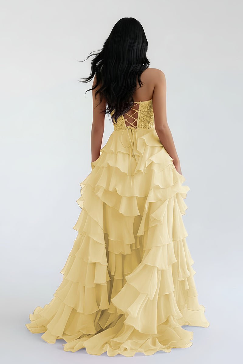 Blush Chiffon Evening Dress with Sweetheart Neckline and Ruffles