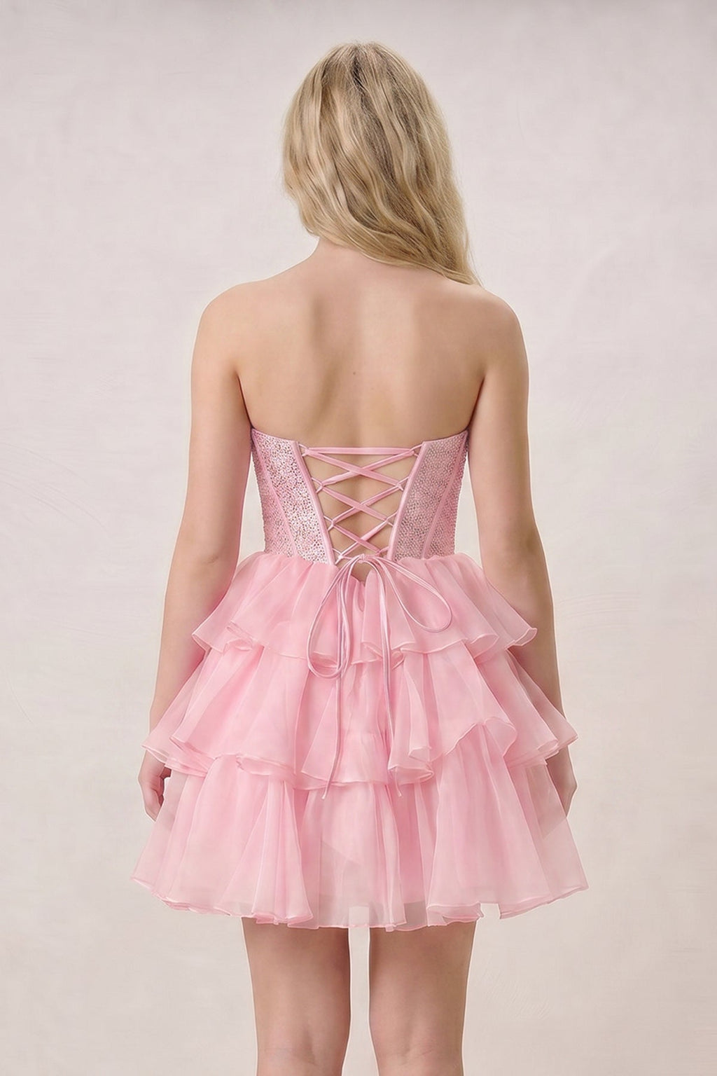 Black Strapless A Line Chiffon Beaded Mini Homecoming Dresses With Ruffles
