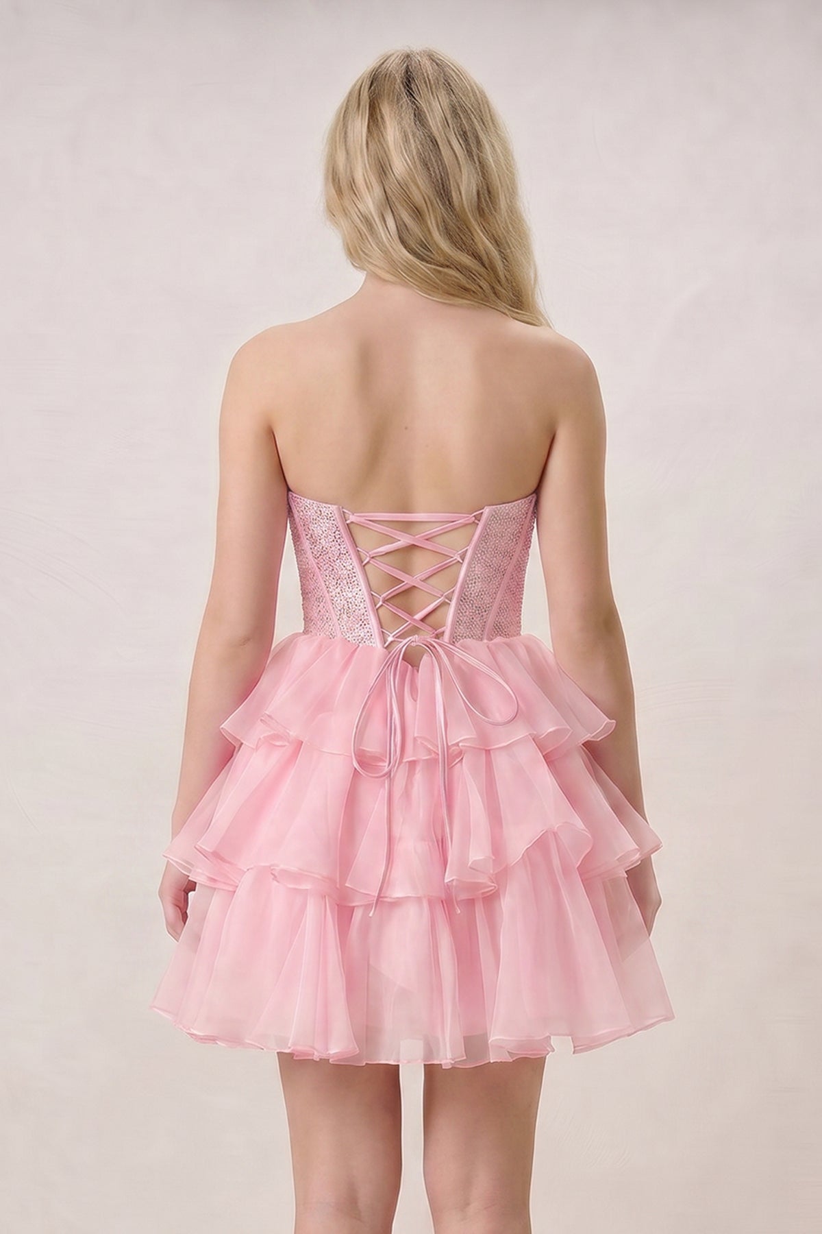 Black Strapless A Line Chiffon Beaded Mini Homecoming Dresses With Ruffles