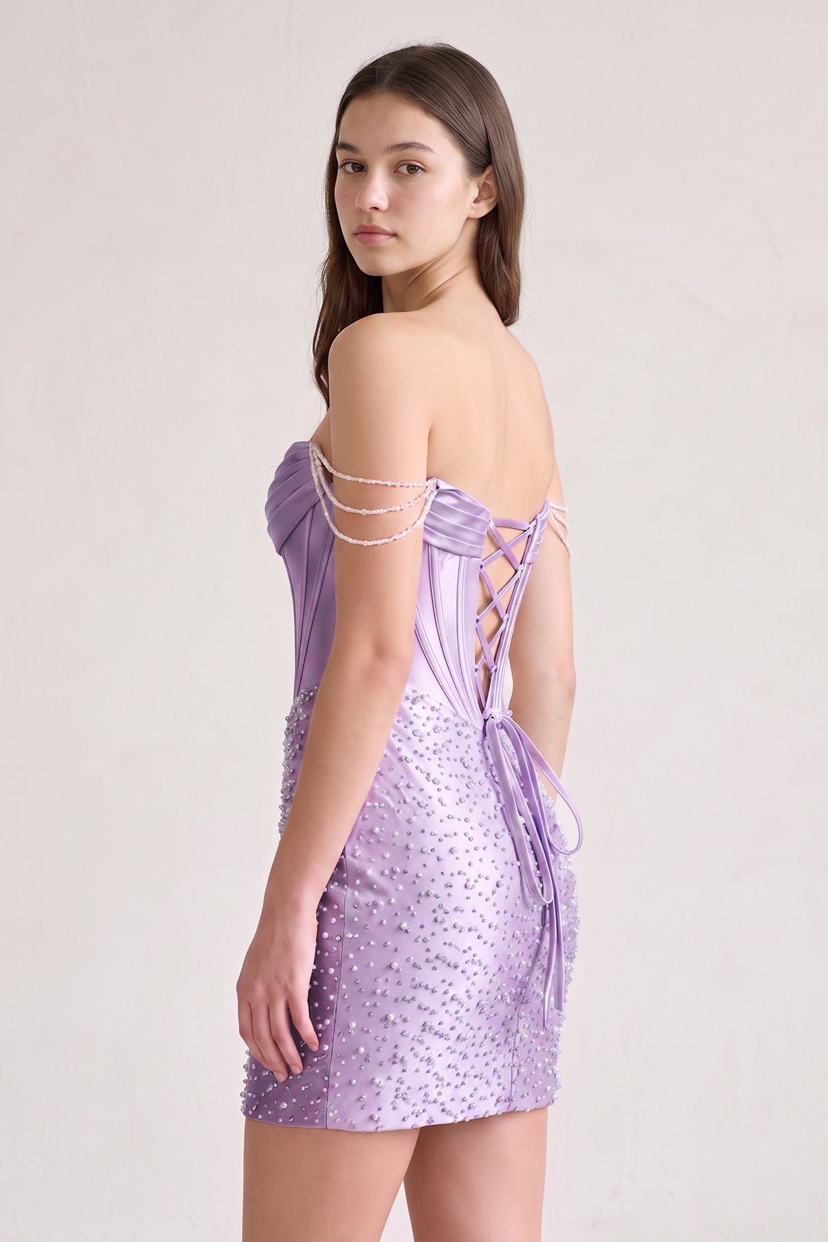 Emmeline Lilac back view homecoming dress