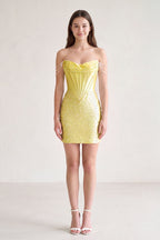 Emmeline Yellow side view homecoming dress