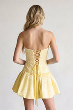 Aqua Pearl A-Line Strapless Satin Homecoming Dress With Lace-up Back