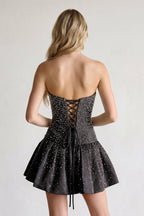 Aqua Pearl A-Line Strapless Satin Homecoming Dress With Lace-up Back