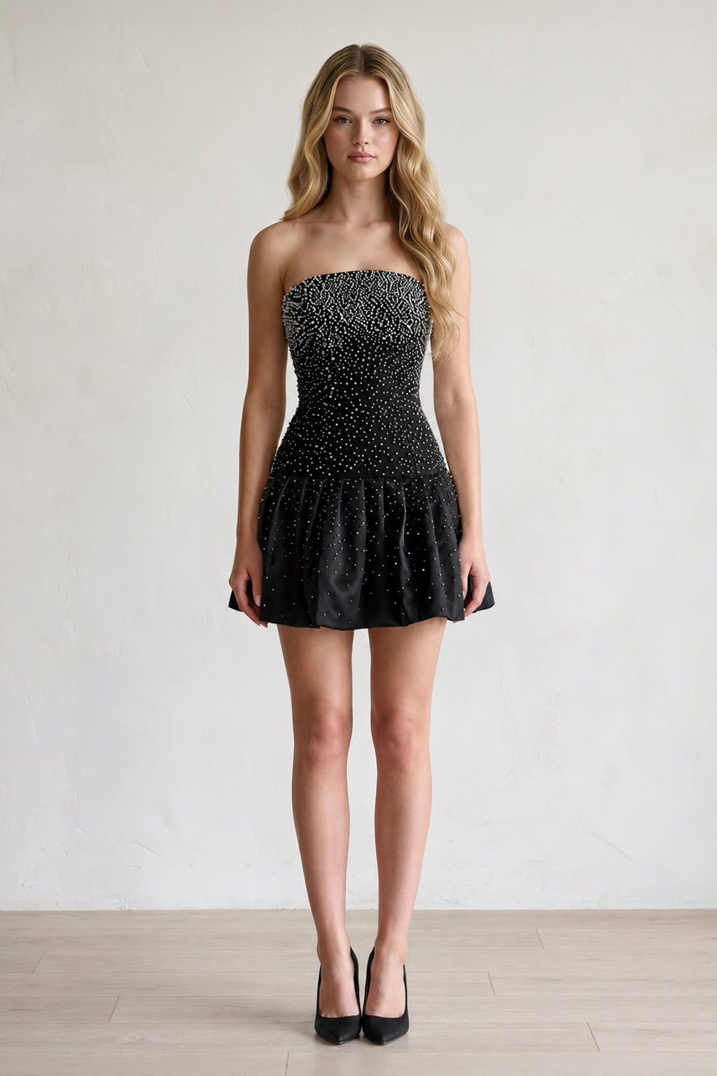 Aqua Pearl A-Line Strapless Satin Homecoming Dress With Lace-up Back