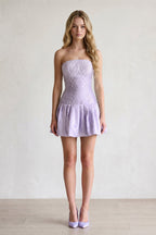 Aqua Pearl A-Line Strapless Satin Homecoming Dress With Lace-up Back
