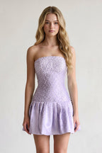 Aqua Pearl A-Line Strapless Satin Homecoming Dress With Lace-up Back