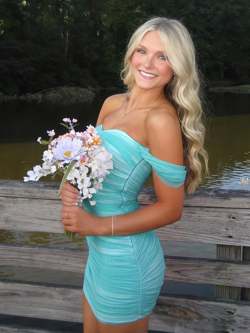 Pink Off The Shoulder Tulle Short Homecoming Dresses