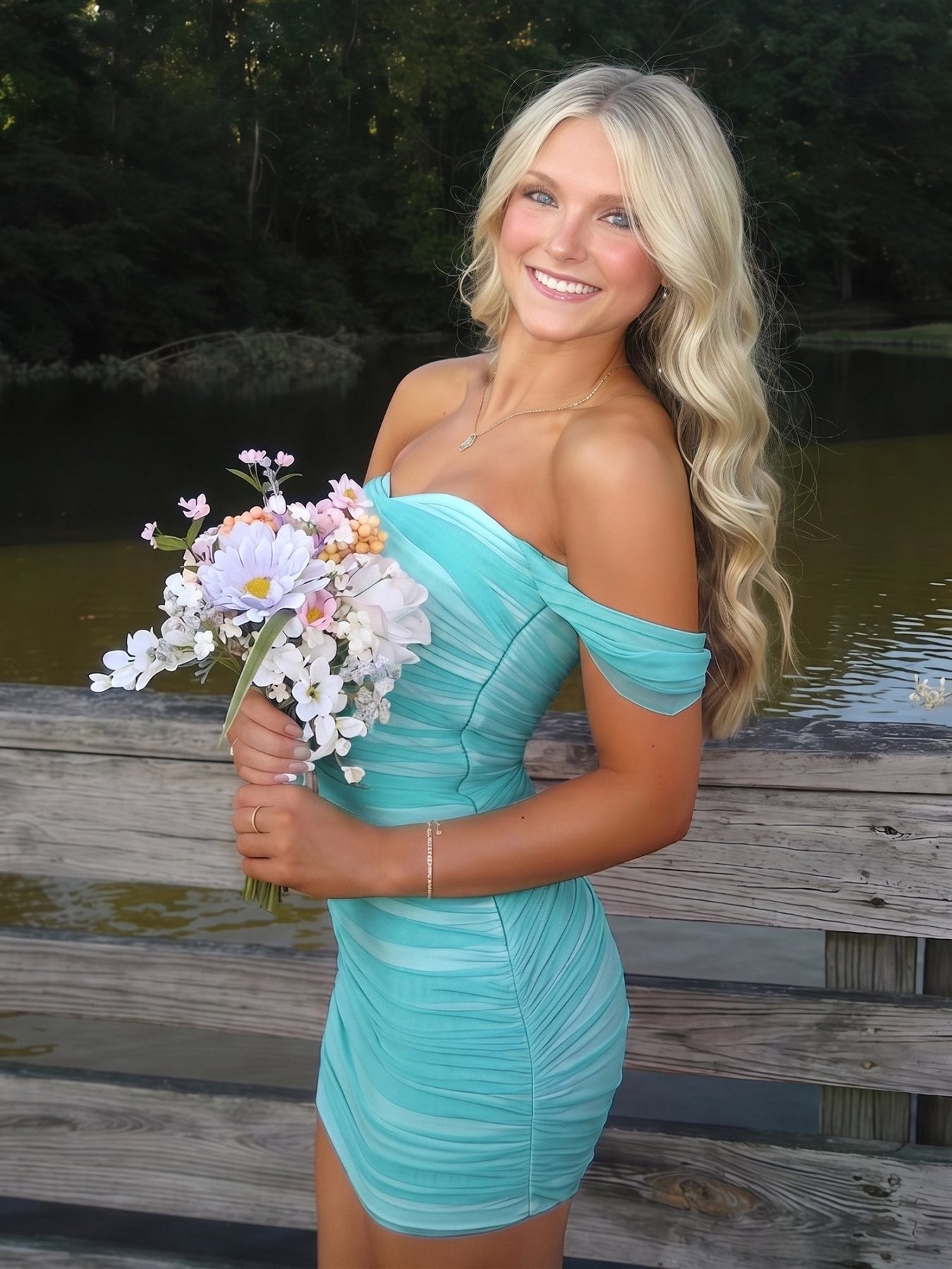 Pink Off The Shoulder Tulle Short Homecoming Dresses
