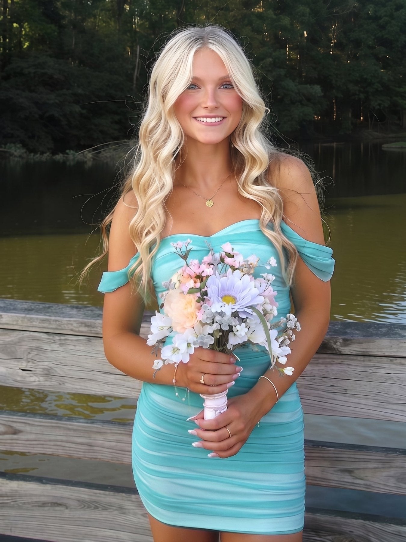 Pink Off The Shoulder Tulle Short Homecoming Dresses