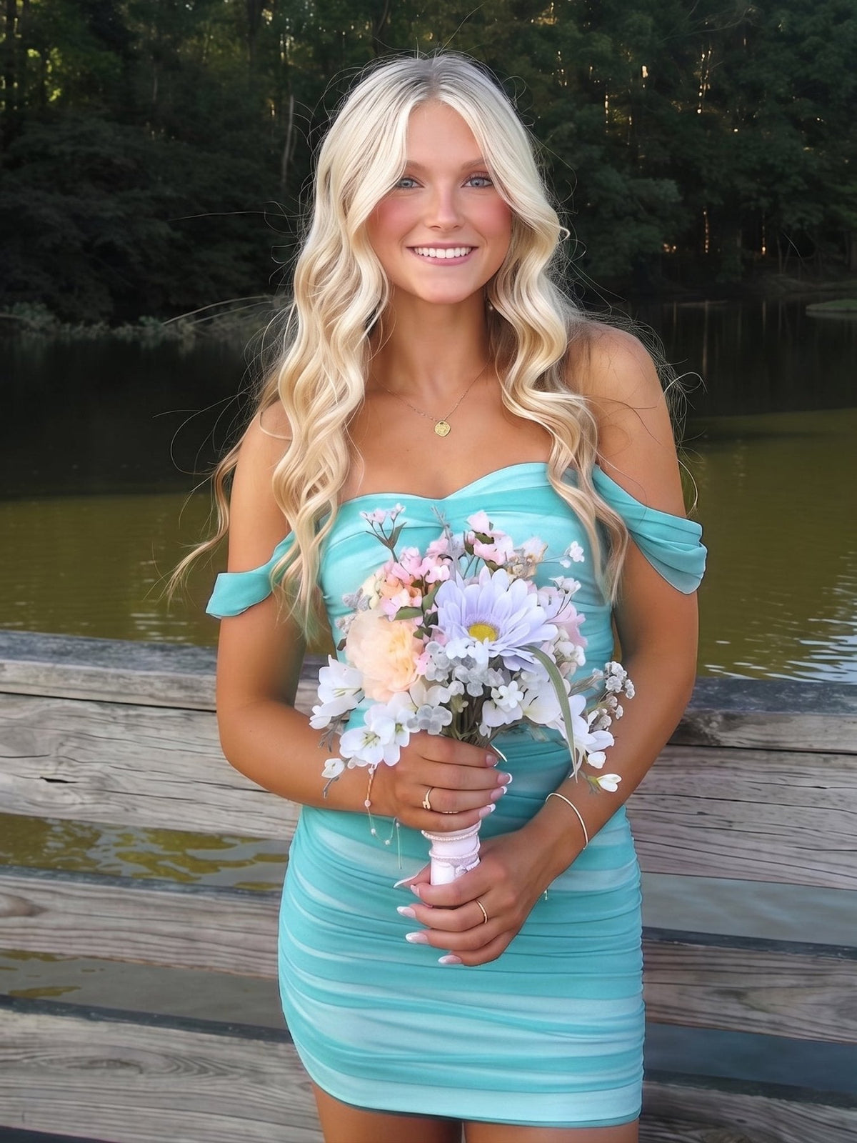 Arielle Aqua product view 33 homecoming dress