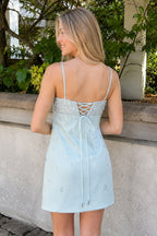 Alouette Aqua back view homecoming dress