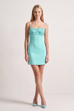 Mint Green Spaghetti Straps Sheath Satin Mini Homecoming Dress