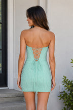 Royal Blue Sparkly Sweetheart Sheath Homecoming Dress With Beading