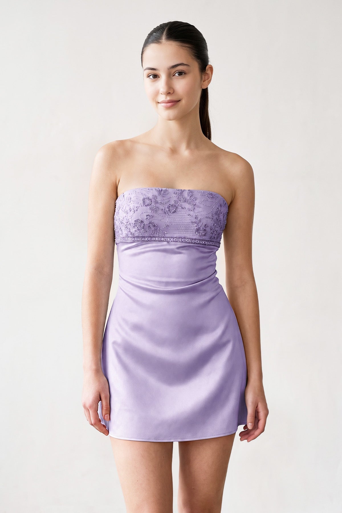 Aqua Strapless Appliqued Satin Sheath Homecoming Dress