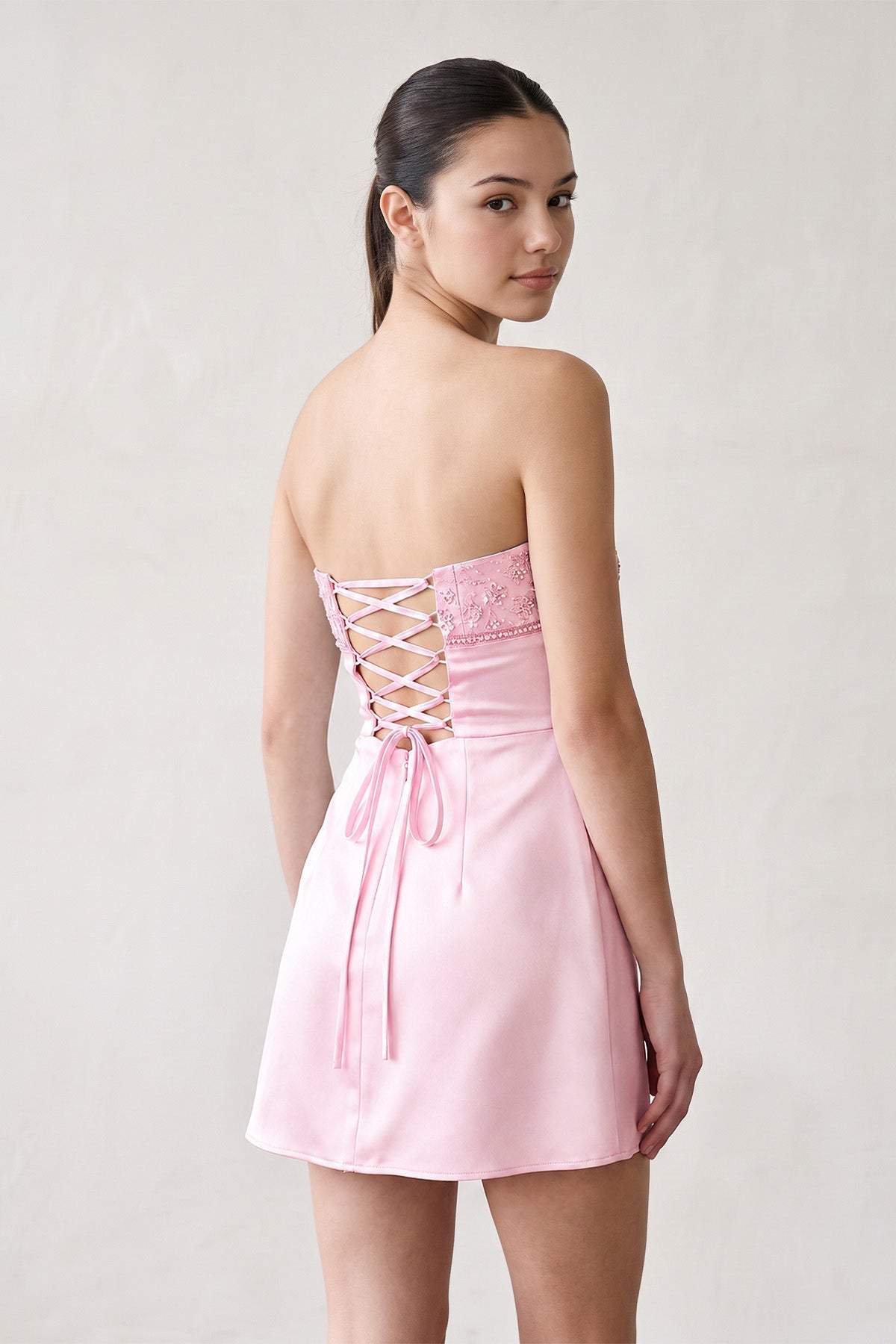 Aqua Strapless Appliqued Satin Sheath Homecoming Dress