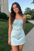 Serena Aqua front view homecoming dress