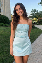 Serena Aqua front view homecoming dress