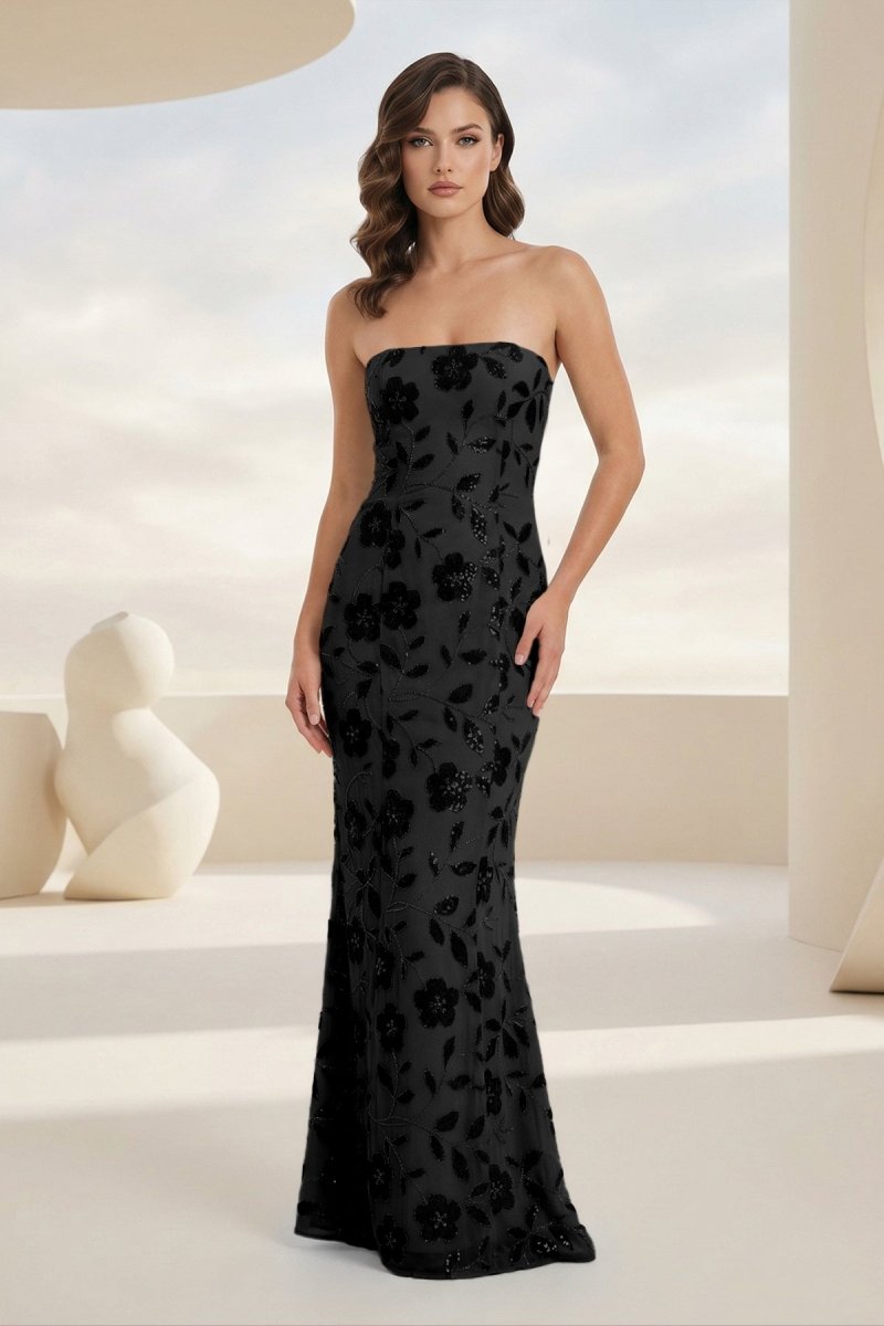 Honoria Jean Black front view prom dress