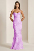 Yellow Spaghetti Straps Sheath Long Formal Prom Gown With Floral Embroidery