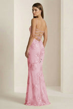 Yellow Spaghetti Straps Sheath Long Formal Prom Gown With Floral Embroidery