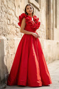 Kallista Red front view prom dress