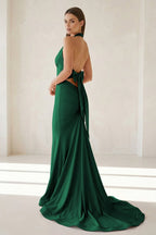 Petronella Rue Hunter Green back view prom dress