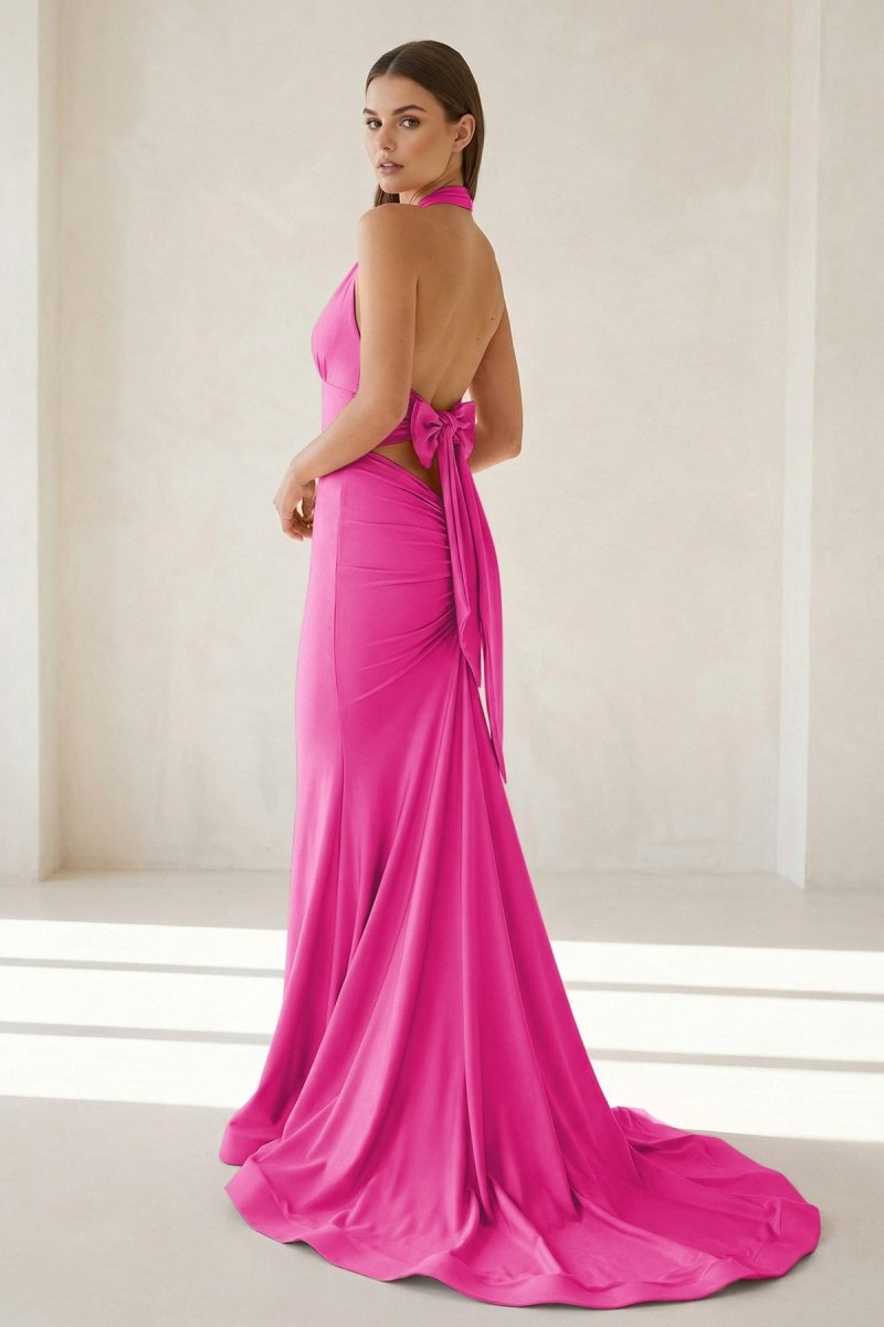 Petronella Rue Fuchsia side view prom dress