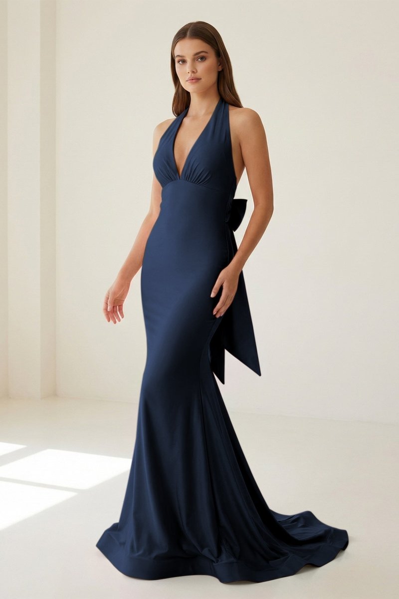 Petronella Rue Navy Blue side view prom dress