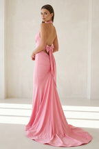 Petronella Rue Rose Pink back view prom dress