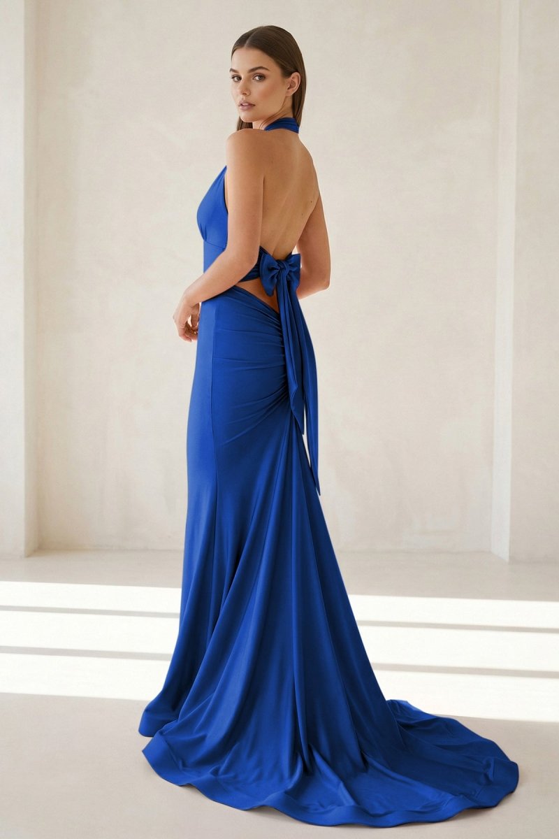 Petronella Rue Royal Blue back view prom dress