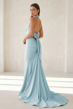 Petronella Rue Sky Blue back view prom dress