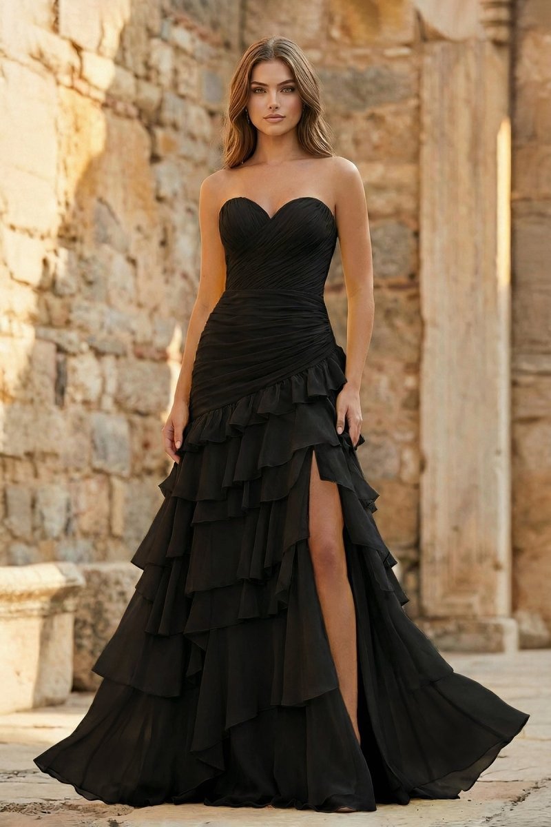 Aurelia June Black front view prom dress