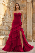 Aurelia June Burgundy front view prom dress
