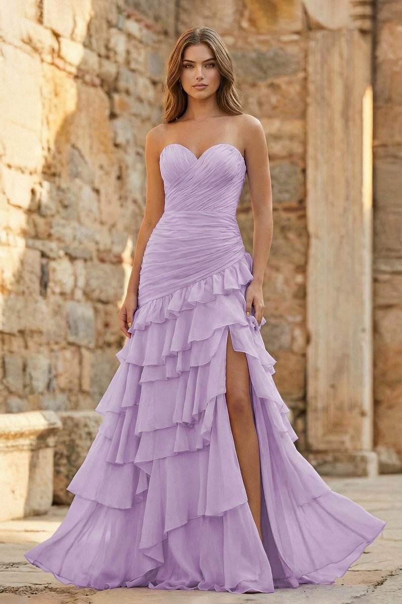 Aurelia June Lavender front view prom dress