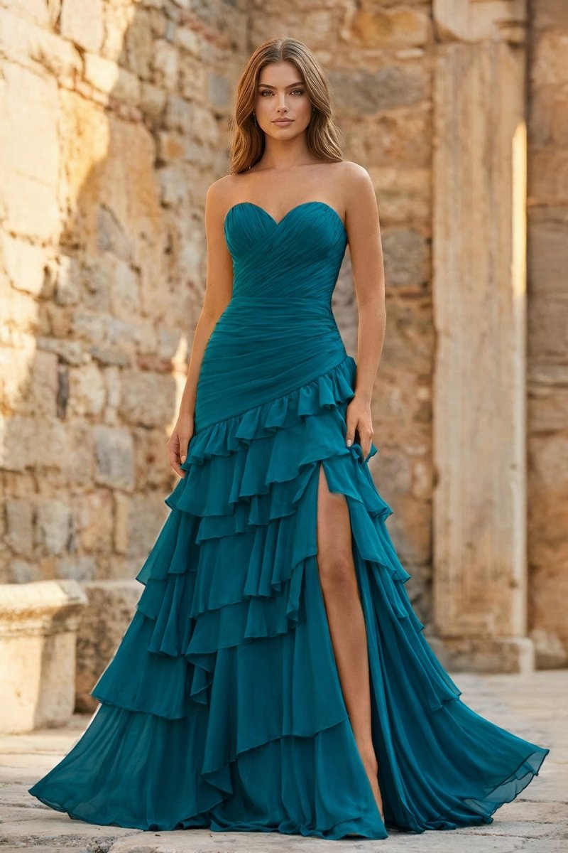 Aurelia June Peacock front view prom dress