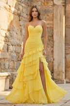 Aurelia June Yellow front view prom dress