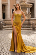 Navy Blue Mermaid Evening Dress with Strapless Neckline and Beading