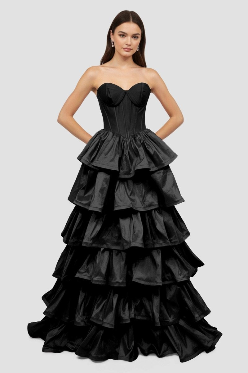 Ottilie Jane Black front view prom dress