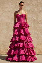 Ottilie Jane Fuchsia front view prom dress