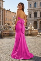 Ariadne fuchsia back view prom dress