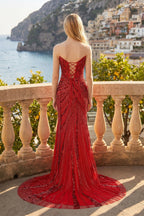 Daphne Soleil Red back view prom dress