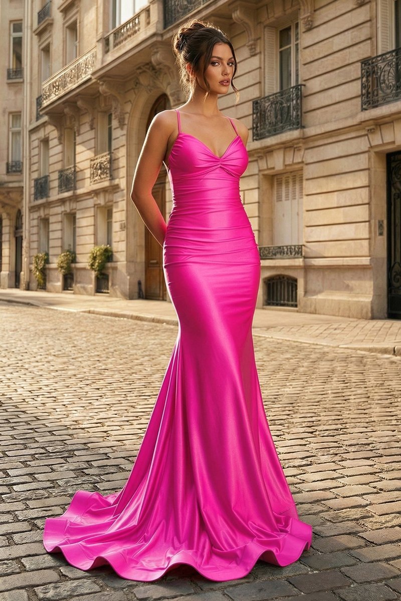 Verity Maren Hot Pink front view prom dress