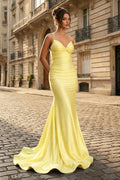 Verity Maren Yellow front view prom dress