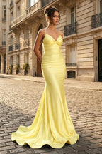 Verity Maren Yellow front view prom dress