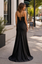 Clarimond black back view prom dress