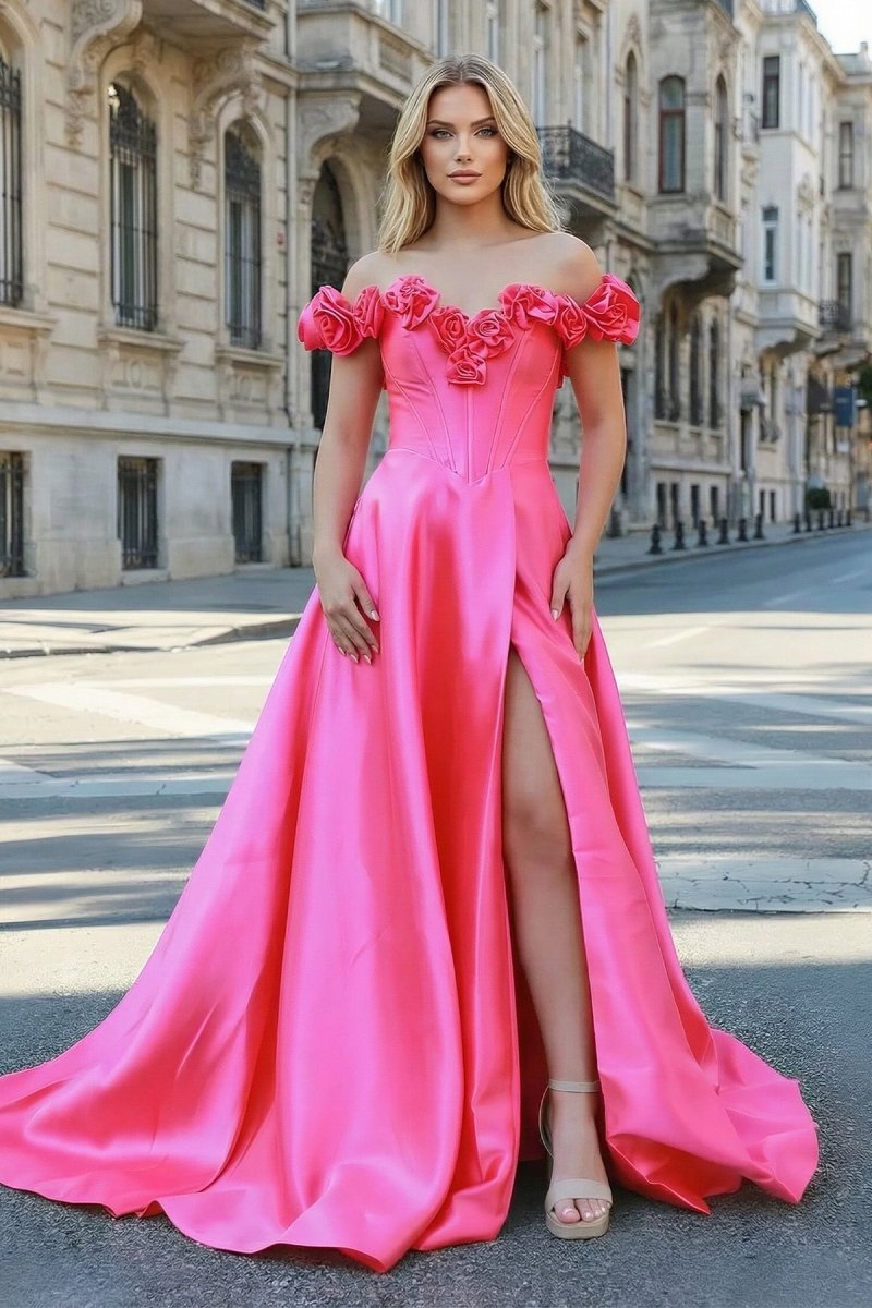 Xylia Noor Hot Pink front view prom dress