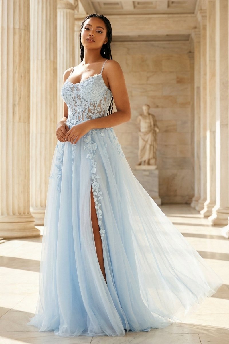 Dahlia Seren Royal Blue front view prom dress