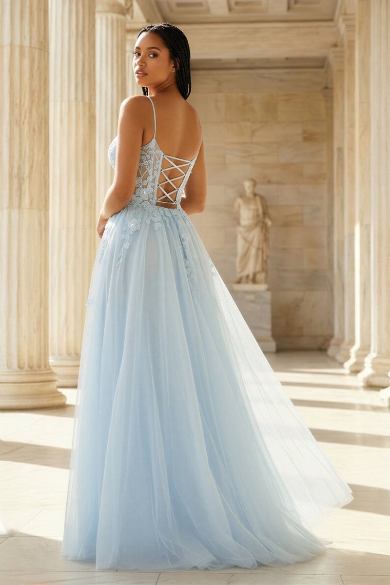 Dahlia Seren Royal Blue back view prom dress